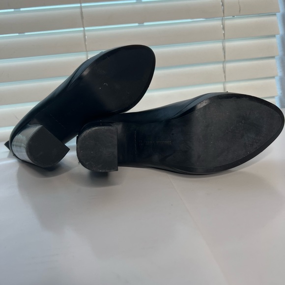 Zara Trafaluc Black Ankle Booties Leather High Ankle Front Zipper Sz 36 - 5 1/2 - Picture 5 of 6